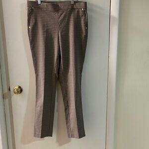 Anne Klein Women's Tan Checkered Flare Pants